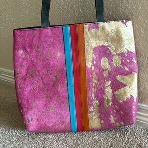 Upcycled leather shoulder bag/ tote